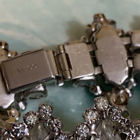 Albert Weiss Silver Vintage Rhinestone Marquise Stone Statement Wedding Bracelet - Picture 5 of 17